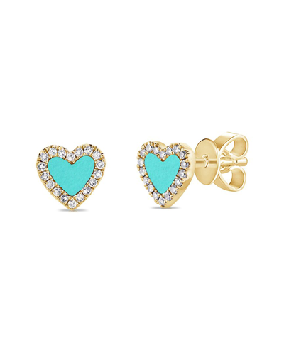 Sabrina Designs 14k 0.32 Ct. Tw. Diamond & Turquoise Studs In Gold