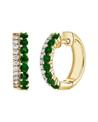 Sabrina Designs 14k 0.71 Ct. Tw. Diamond & Emerald Huggie Earrings In Green