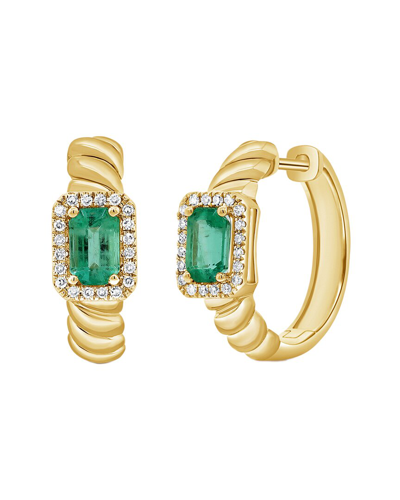 Sabrina Designs 14k 1.28 Ct. Tw. Diamond & Emerald Huggie Earrings In Gold