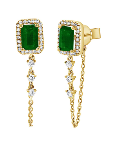 Sabrina Designs 14k 1.64 Ct. Tw. Diamond & Emerald Dangle Chain Earrings In Gold