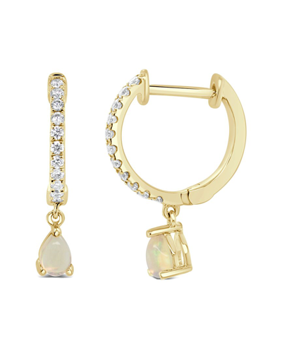 Sabrina Designs 14k 0.43 Ct. Tw. Diamond & Blue Topaz Dangle Huggie Earrings In Gold