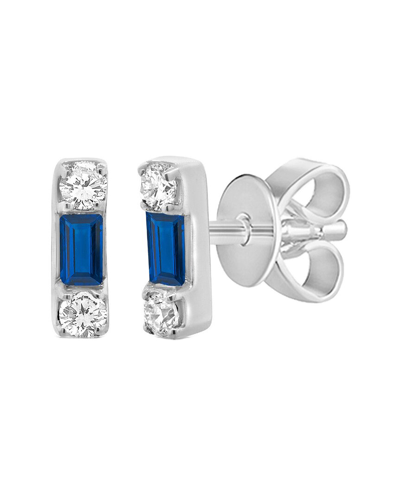 Sabrina Designs 14k 0.13 Ct. Tw. Diamond & Sapphire Studs In Blue