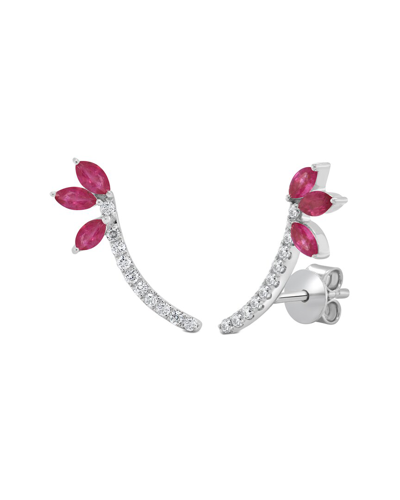 Sabrina Designs 14k 0.72 Ct. Tw. Diamond & Ruby Climber Earrings In Metallic