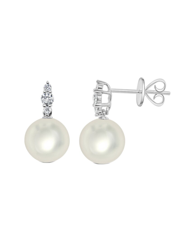 Sabrina Designs 14k 0.17 Ct. Tw. Diamond & Pearl Dangle Earrings In Metallic