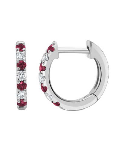 Sabrina Designs 14k 0.31 Ct. Tw. Diamond & Ruby Huggie Earrings In Metallic