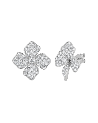 Sabrina Designs 14k 2.80 Ct. Tw. Diamond Flower Earrings In Metallic