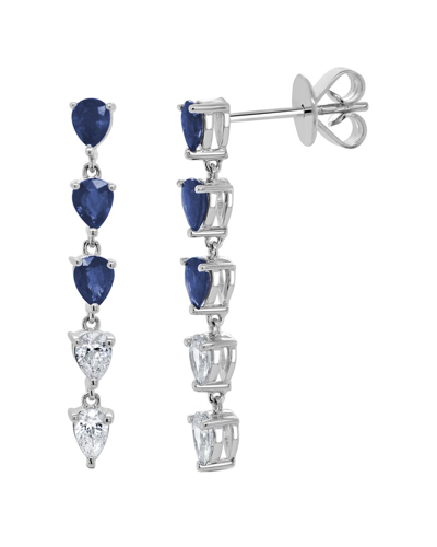Sabrina Designs 14k 1.53 Ct. Tw. Diamond & Sapphire Dangle Earrings In Blue