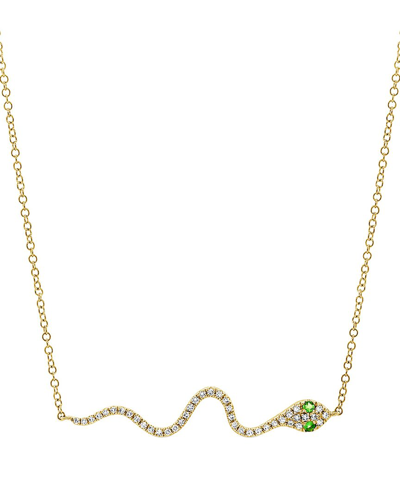 Sabrina Designs 14k 0.13 Ct. Tw. Diamond & Tsavorite Snake Necklace In Gold