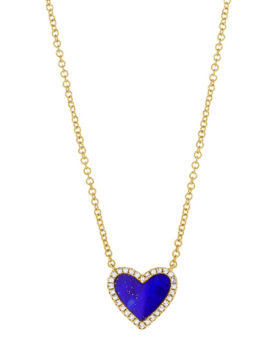Sabrina Designs 14k 0.67 Ct. Tw. Diamond & Lapis Heart Necklace In Blue