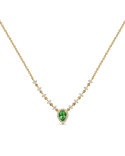 Sabrina Designs 14k 1.03 Ct. Tw. Diamond & Emerald Necklace In Gold