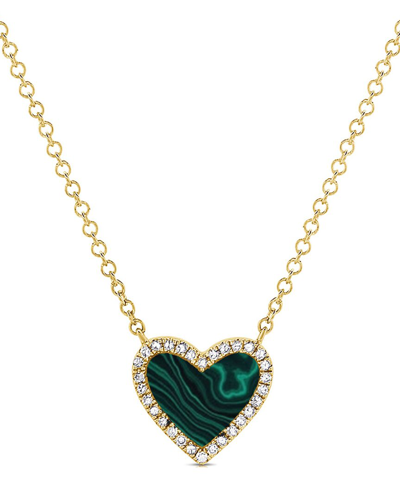 Sabrina Designs 14k 0.70 Ct. Tw. Diamond & Malachite Heart Necklace In Gold
