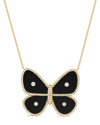 SABRINA DESIGNS SABRINA DESIGNS 14K 10.58 CT. TW. DIAMOND & ONYX BUTTERFLY NECKLACE