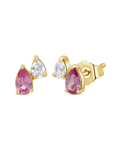 Sabrina Designs 14k 0.76 Ct. Tw. Diamond & Pink Sapphire Studs In Gold