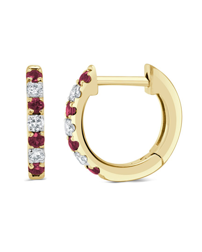 Sabrina Designs 14k 0.21 Ct. Tw. Diamond & Ruby Huggie Earrings In Red