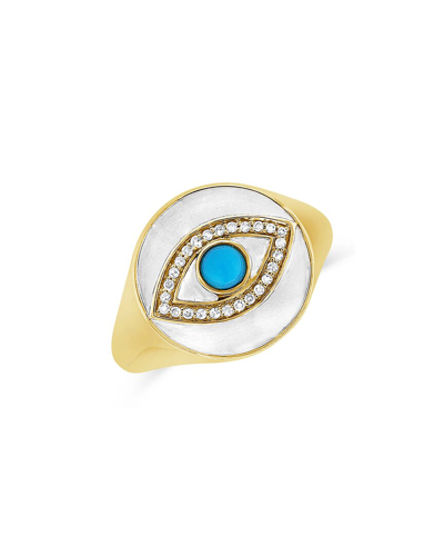 Sabrina Designs 14k 0.30 Ct. Tw. Diamond & Turquoise Signet Ring In Gold