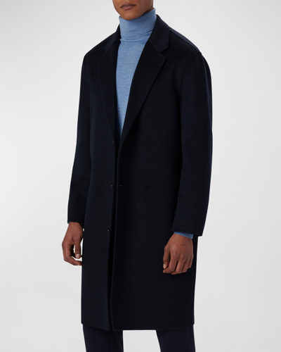 Bugatchi Tailor Fit Wool Blend Longline Coat In Navy