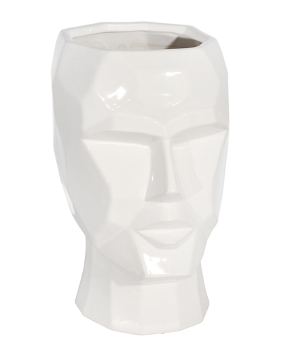 Sagebrook Home Ceramic Face Planter In White
