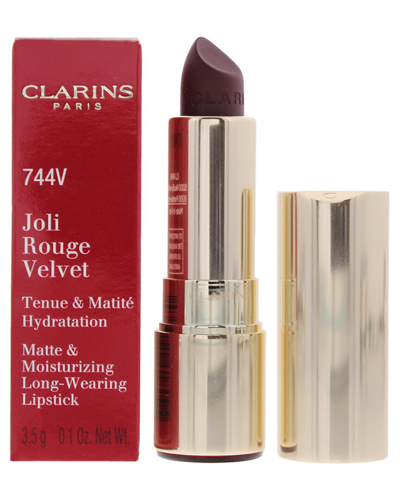 Clarins 0.1oz 744v Plum Joli Rouge Velvet Matte & Moisturizing Lipstick In White