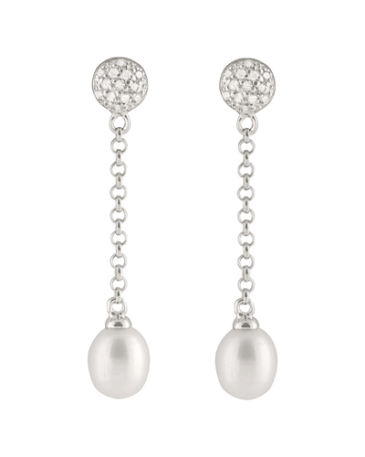Splendid Pearls Silver 7-7.5mm Freshwater Pearl Earrings In Metallic