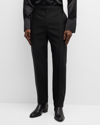 SAINT LAURENT MEN'S TAILORED SLIM PINTUCK PANTS