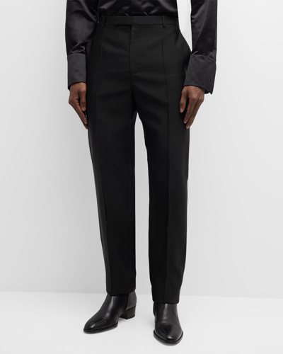 Saint Laurent 4-pocketed Wool Blend Pants With Hidden Closure In Black