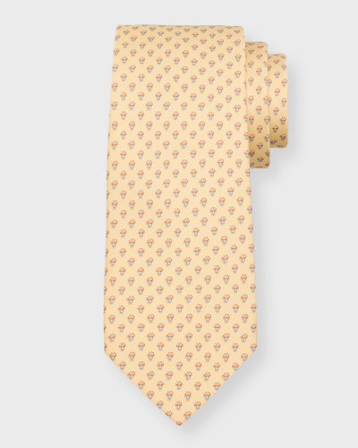 Ferragamo Men's Silk Mushroom-print Tie In Giallo