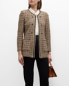 Misook Women's Tailored Tweed Knit Jacket In Italian Clay/bisc
