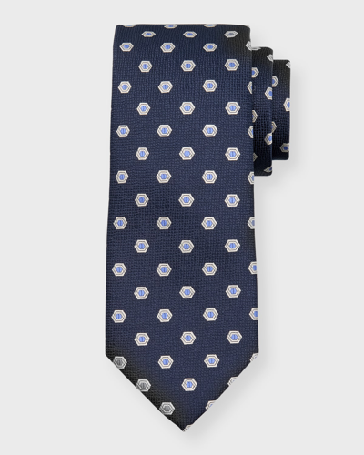 Canali Men's Hexagon Jacquard Silk Tie In Navy