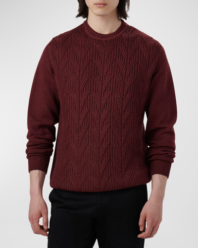 Bugatchi Men's Crewneck Long-sleeve Wool Jumper In Burgundy