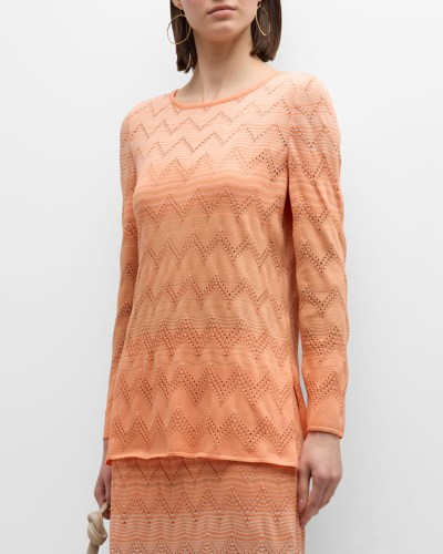 Misook Ombre Pointelle Soft Knit Tunic Top In Citron/biscotti