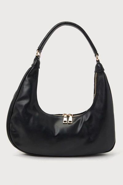 Lulus Teresa Black Suede Crescent Handbag