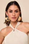 8 OTHER REASONS ICONIC EXPRESSION GOLD 14KT CRINKLE STATEMENT EARRINGS