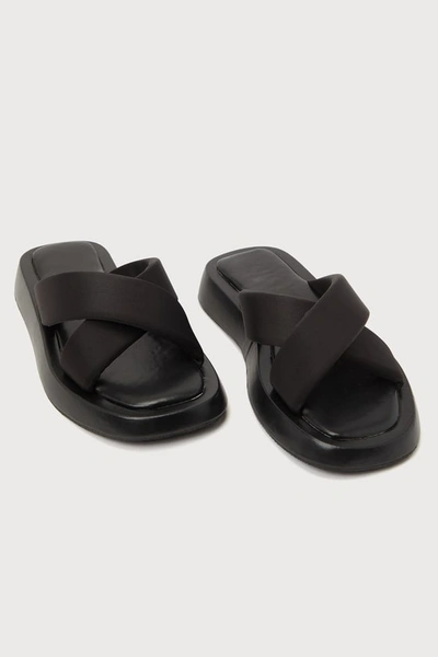 Lulus Finny Black Flatform Slide Sandals