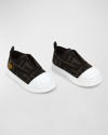 Fendi Kid's Baby Ff Allover Logo Slip-on Sneakers In F1njk Tabacco
