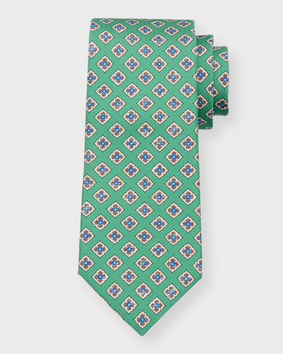 Canali Men's Silk Floral-print Tie In Green
