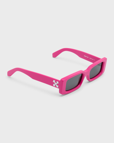 Off-white Men's Arthur Acetate Rectangle Sunglasses In Pink