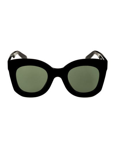 Celine Chunky Round Acetate Sunglasses In Black / Green  display picture 3