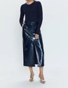 PISTOLA ALICE UTILITY MIDI SKIRT IN NAVY VINYL