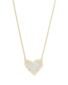 Kendra Scott Women's Ari Heart Short Pendant Necklace In Gold Iridescent Drusy In Multi