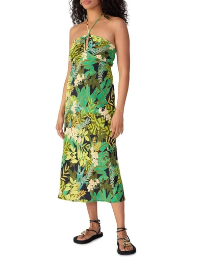 Sanctuary Halter Keyhole Midi Dress In Tropical Escape In Multi