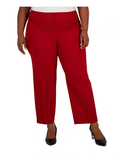 Kasper Plus Womens Slim Ankle Dress Pants In Red