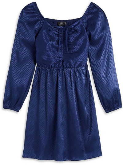 Aqua Womens Ruched Short Mini Dress In Blue