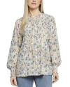 Nydj Pleated Peasant Blouse In Multi