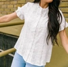 HAYDEN LA SYBIL LACE BUTTON-DOWN BLOUSE IN WHITE