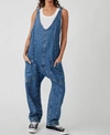 Free People High Roller Denim Jumpsuit In Blue