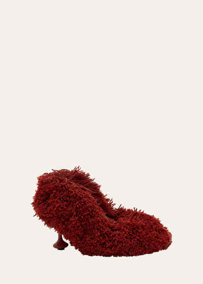 Loewe Toy Shaggy Rug Stiletto Pumps In Red