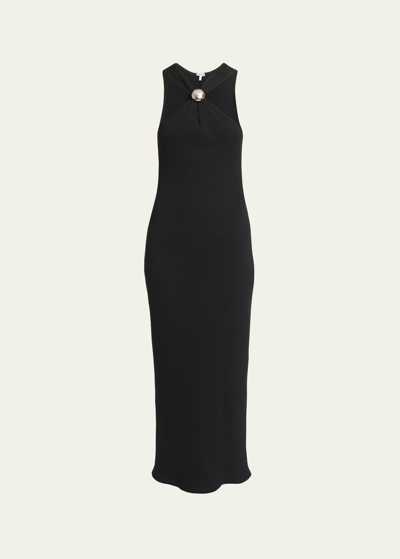 LOEWE RIBBED HALTER DRESS WITH ANAGRAM DETAIL