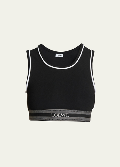 Loewe Women's Crop Logo Band Tank In Black