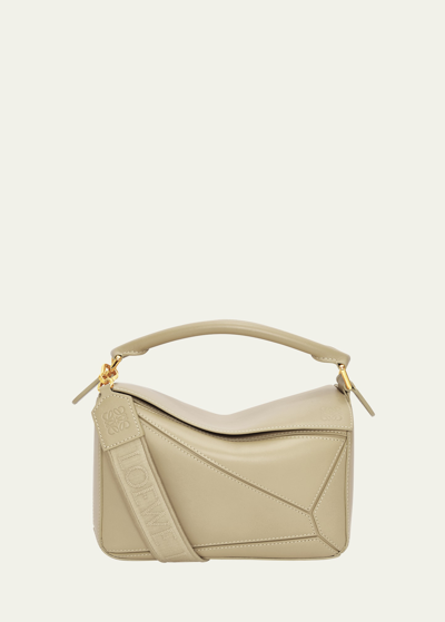 Loewe Small Puzzle Leather Top-handle Bag In 9584 Clay Green