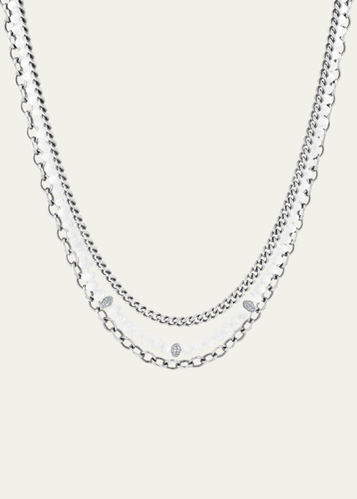 Sheryl Lowe Mother Of Pearl Triple Chain Necklace In Silver